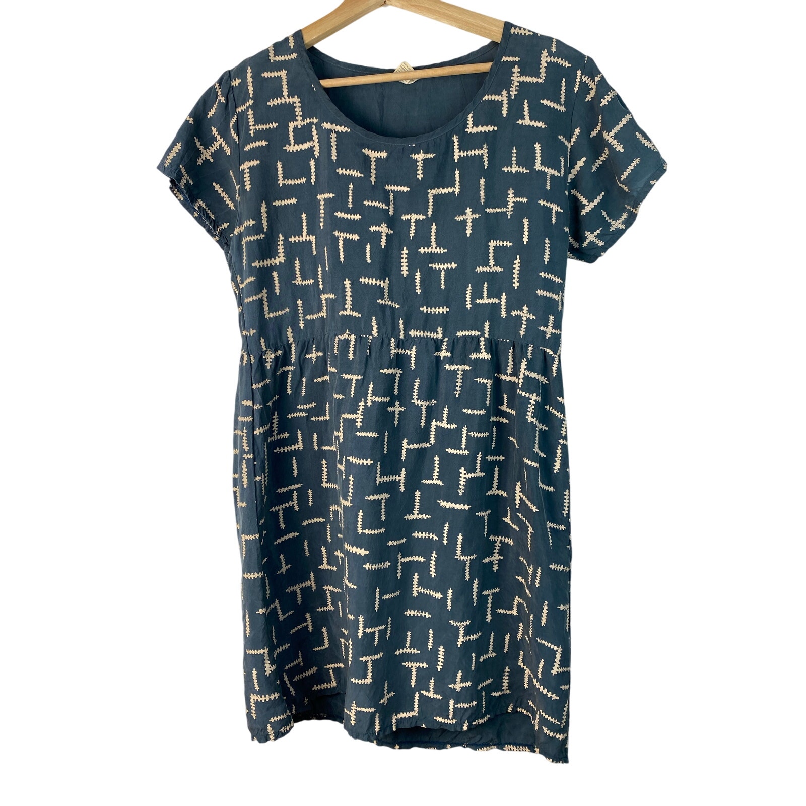 Make It Good Mig Women's S Blue Cream 100% Cupro Mini Dress *